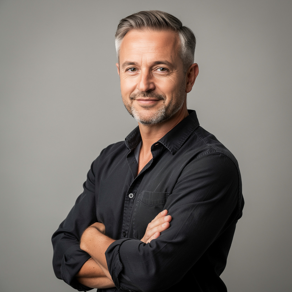 Portrait of a male studio director in a media production company