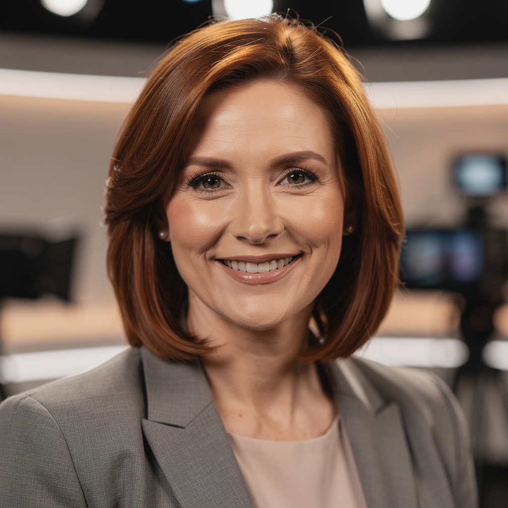 Portrait of a British video producer smiling in a studio setting